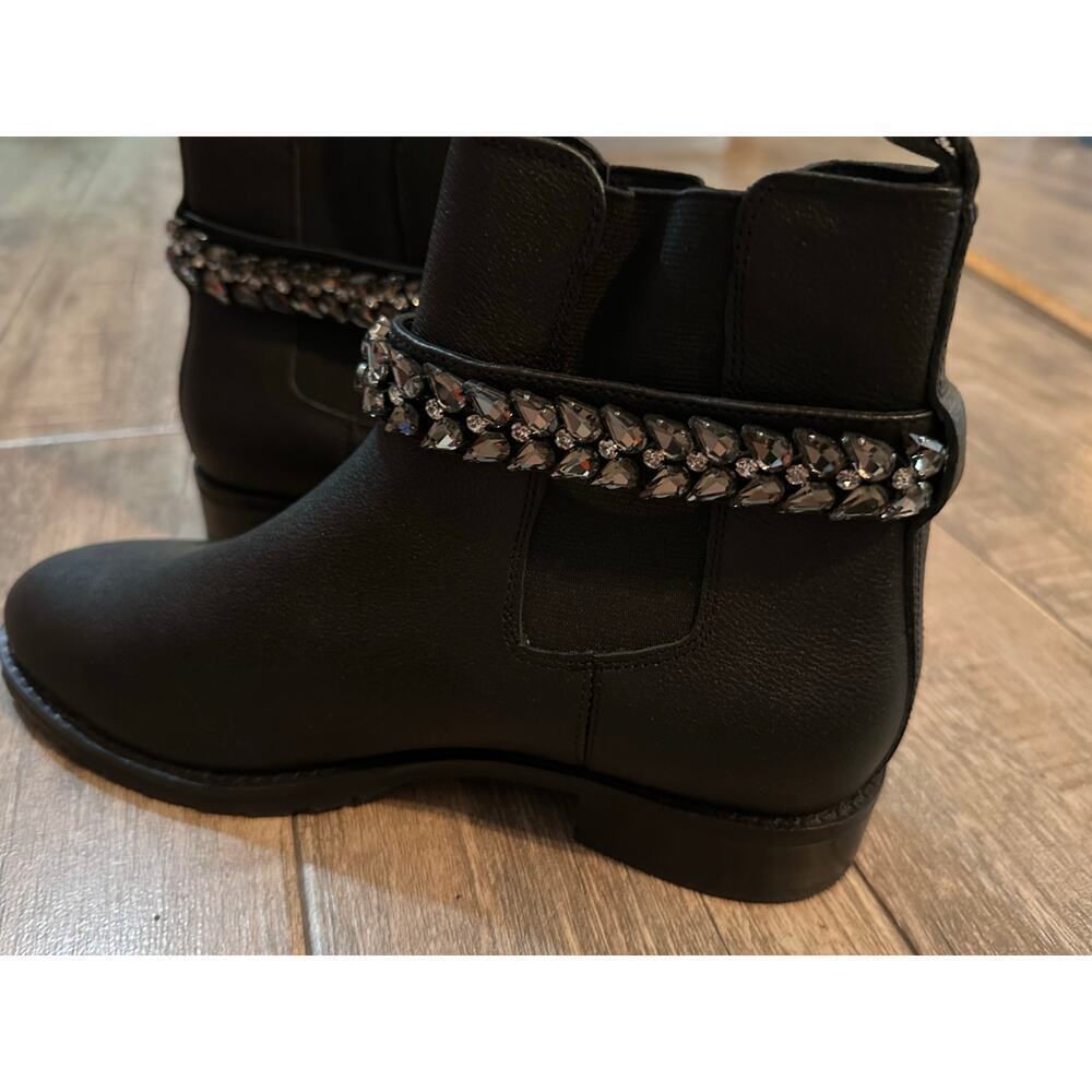 White House Black Market Women's Black LILY GEM Leather Chelsea Boots Size 9M View 4